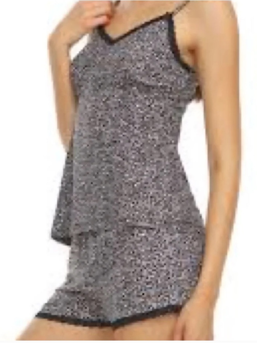 Rene Rofe Short and Top Pajama Set Leopard Print Lace Trim Sleep Black Sz M